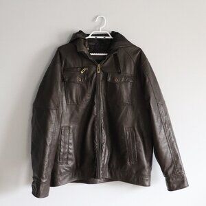 G21 Mens Brown Sz XL Hooded Full Zip Mid-Weight Lined Outdoor‎ Pocket Jacket